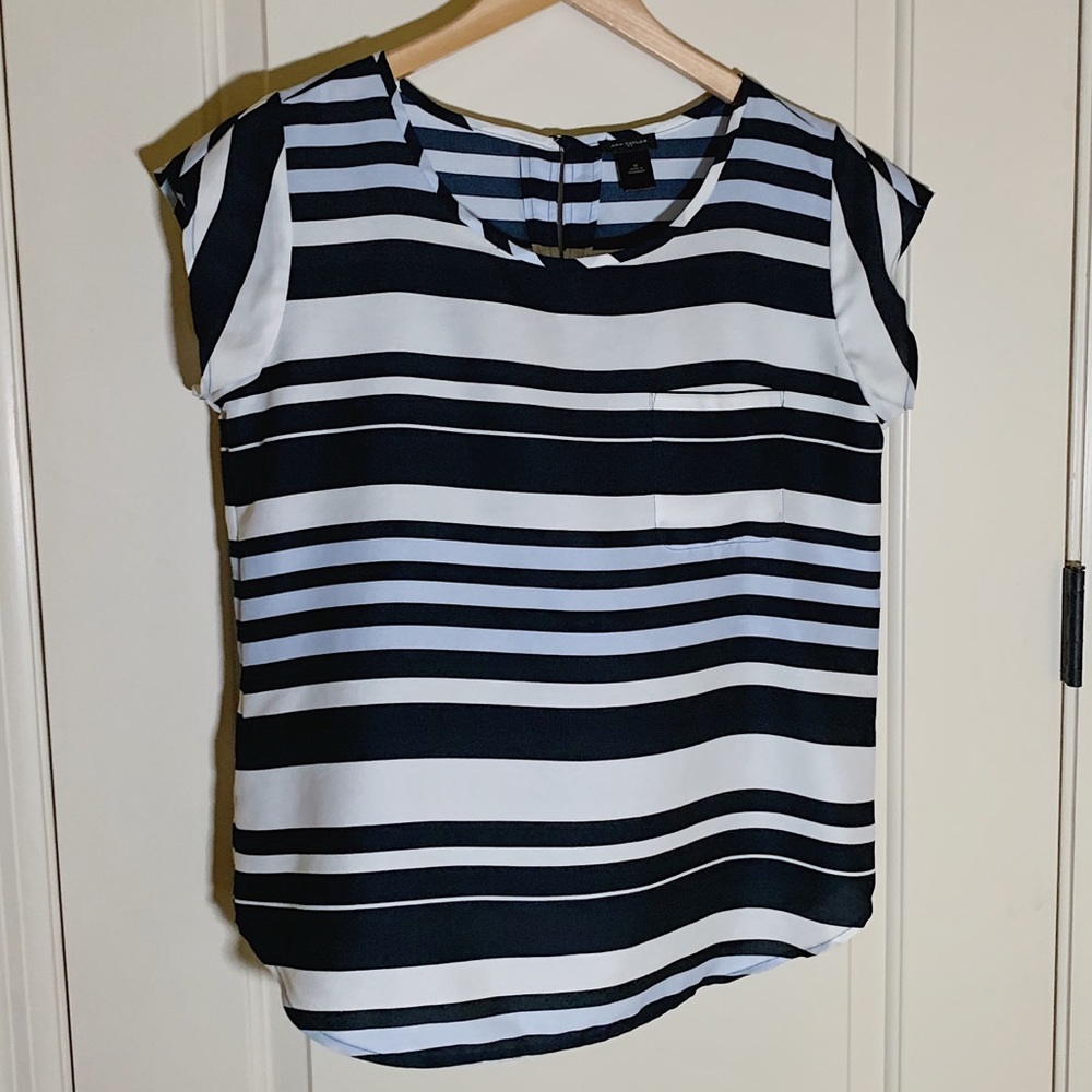 Business casual blue striped top